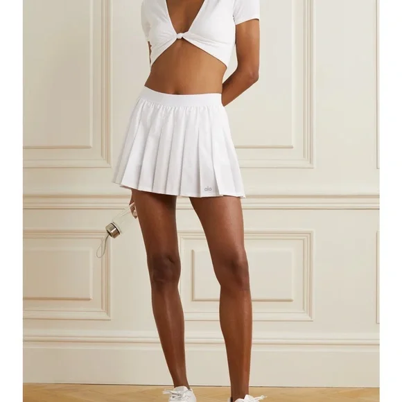 ALO Yoga White Varsity Tennis Skirt