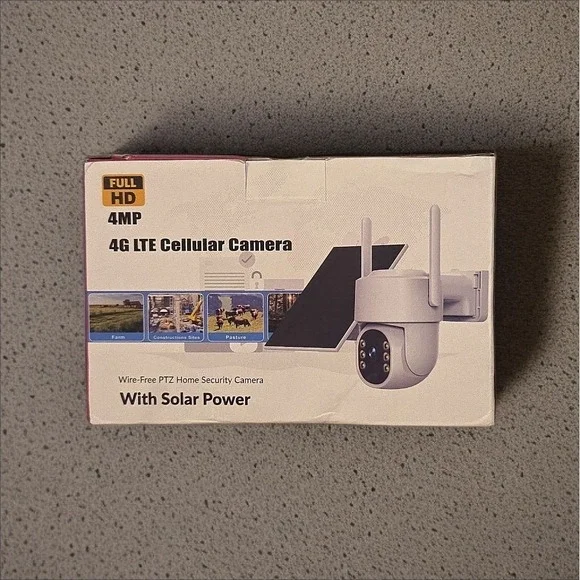 NEW 4G LTE Cellular Solar Security Camera 4MP Full HD‎ Wire-Free PTZ Outdoor...