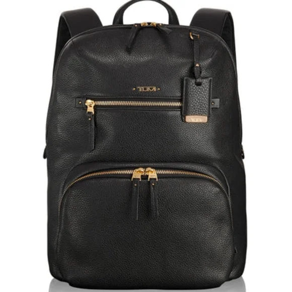 Tumi Voyageur Halle Black Leather Backpack