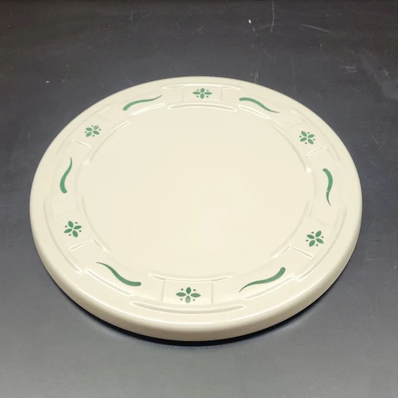 Longaberger woven tradition pottery classic green round hot plate