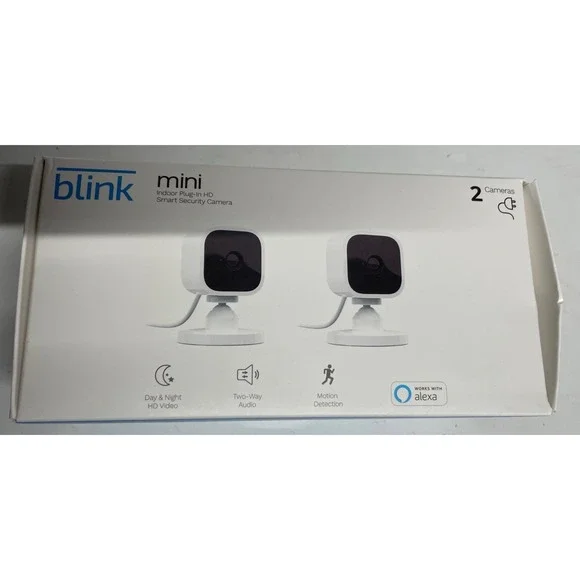 Blink Mini Indoor Plug-In HD Smart Security Camera 2 Cameras‎