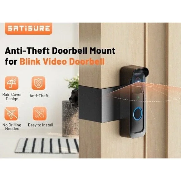 Blink Video Doorbell Mount‎ by AutoSonic| Adjustable Design, Anti-Theft Black .