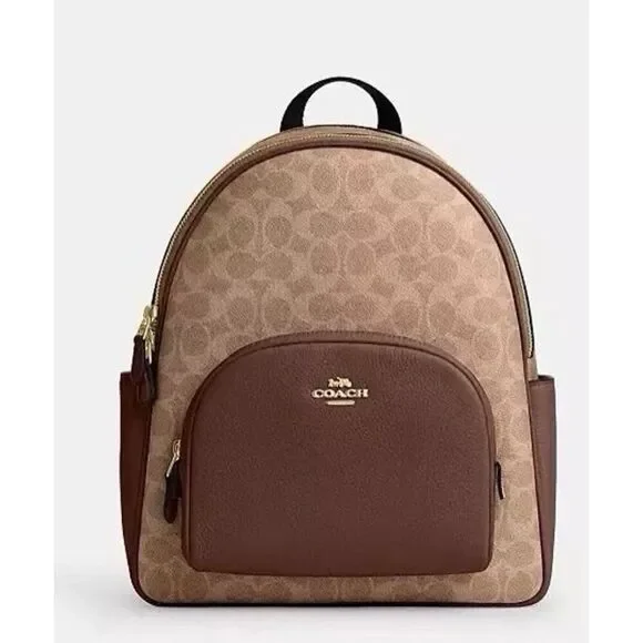 🎒NWT! Coach Sig COURT Backpack Tan/Brown CZ176 Msrp:$450.00