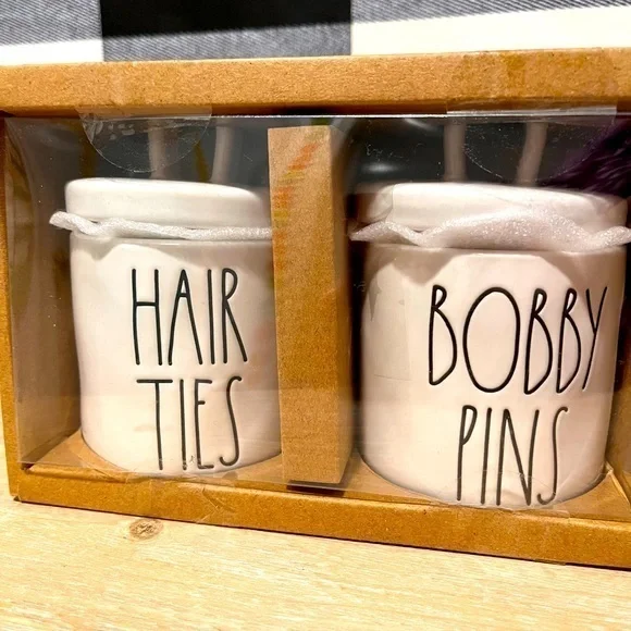 Rae Dunn Hair Ties and Bobby Pins Container