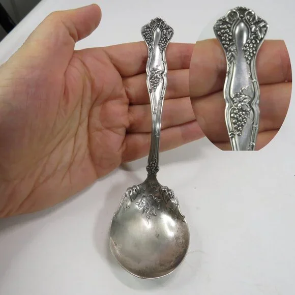 Vintage Grape 1847 Silver Plated Rogers Bros A1 Small Sauce Ladle Tarished