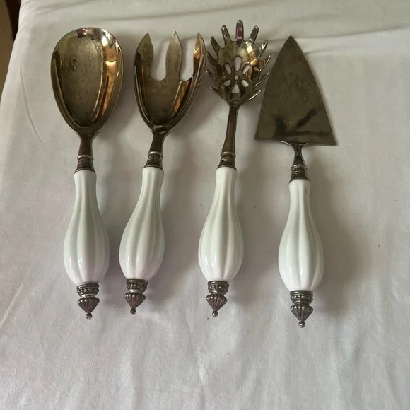 Elegant White and Silver Dining Utensil Set