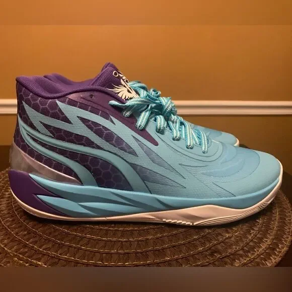 Puma Melo Ball MB.02 Shoes Blue Purple Mid Queen City 379779-01 Men's Size 9.5