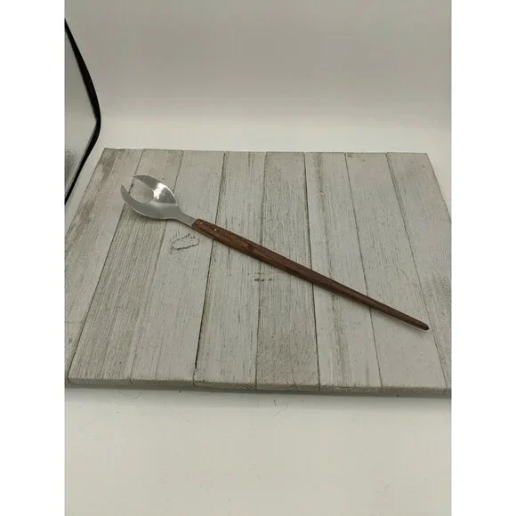 Stainless Steel Salad Server Fork with Wood Handle 13 1/4