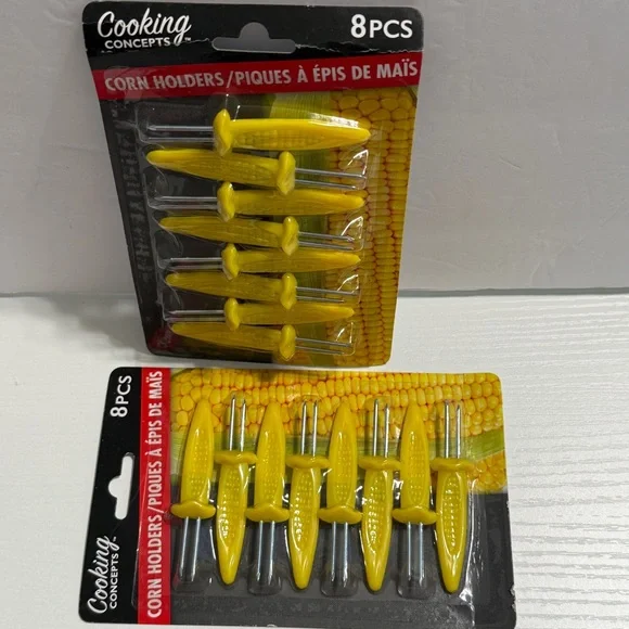 Cooking Concepts 8-Piece Corn 🌽 Holders Set – Durable Yellow Handles