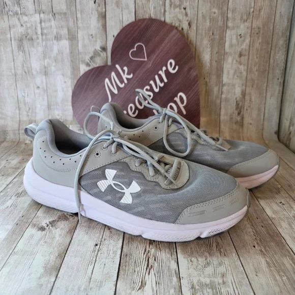 Men's Under Armour Charged Assert 10 Athletic Shoes Gray White Size 11