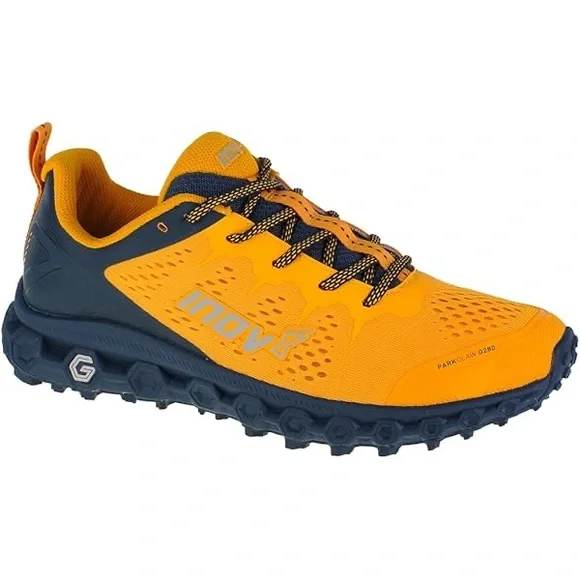 Inov-8 Vibrant Yellow and Dark Blue Trail Shoes