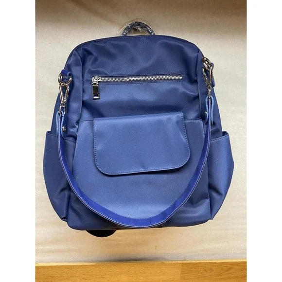 Fashion Women Polyester/Nylon Blue Backpack Shoulder Bag Multiple Pockets