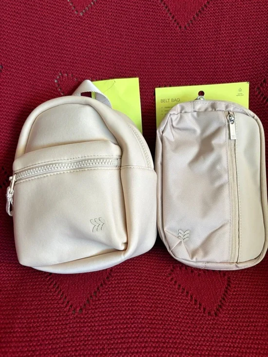 NWT All inMotion Cream Mini Backpack and Belt 2 Bag Set -Cream Women Bags
