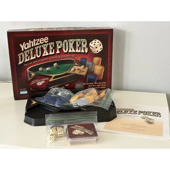 Yahtzee Deluxe Poker Dice Board Game 2005 Parker Brothers Rare Incl Instructions