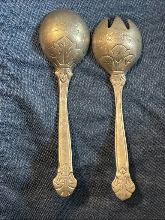 2008 Arthur Court Fleur De Lis Aluminum Salad Serving Set NWOT