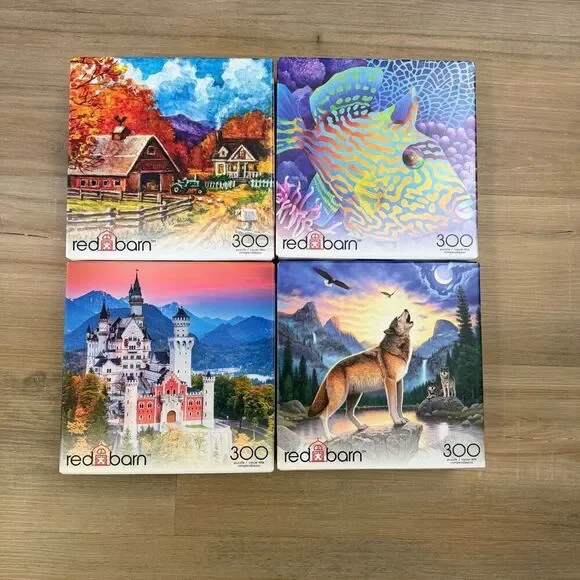 New Sealed Lot Red Barn 300 Piece Jigsaw Puzzle Animals And Landscape Compkete