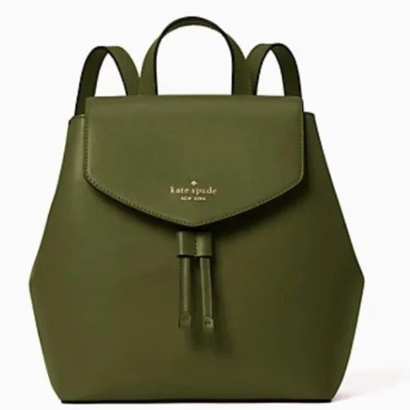 17. Kate Spade Lizzie Medium Flap Backpack in Enchanted Green
