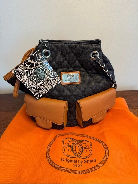 NWT Original by Sharif Quilted Denim Convertible Shopper/Crossbody/Backpack