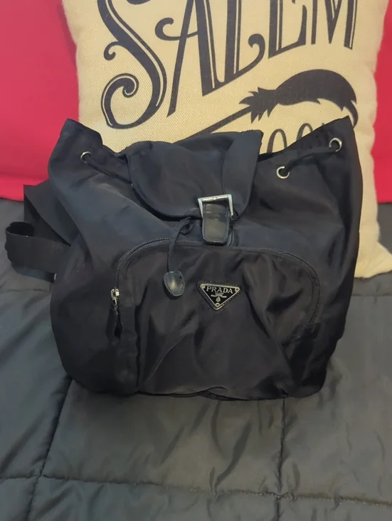 Prada Tessuto Nylon Black Bucket Backpack Made In Italy