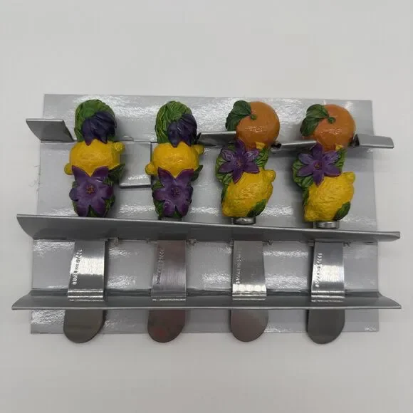 Set Of 4 Fruit Themed Butter Cheese Spreaders Spreading Knives Lemons Oranges