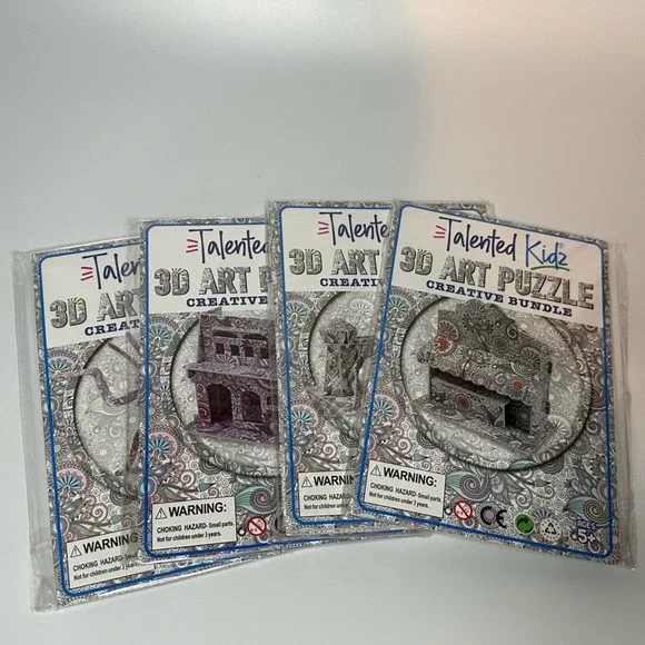 Talented Kidz 3-D Art Puzzles (4) Color and Build