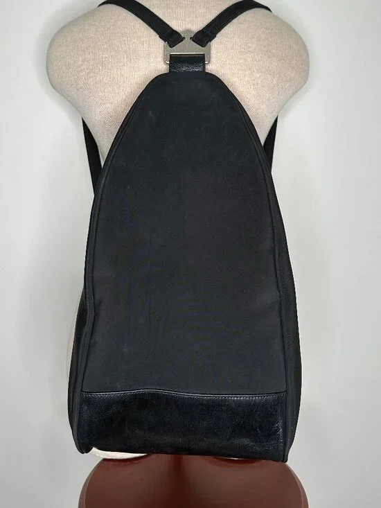 HOBO International Women's Black Nylon Tear-drop Style Backpack Minimalist