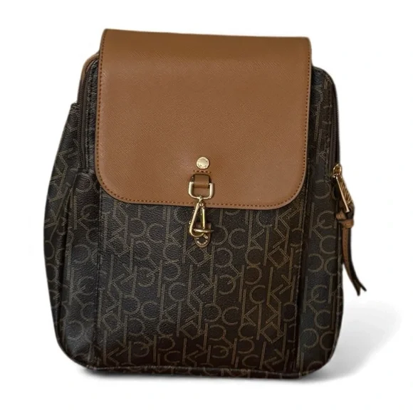 Calvin Klein Monogram Mini Backpack – Brown/Tan