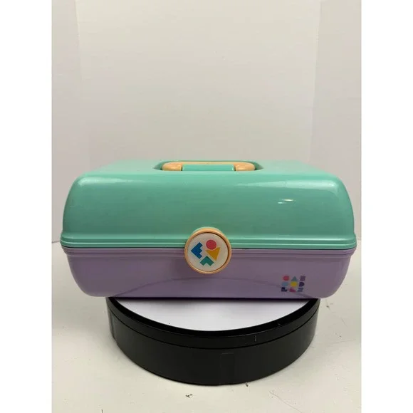 Vintage Caboodles Makeup Organizer Case Green Purple Retro 90s Storage