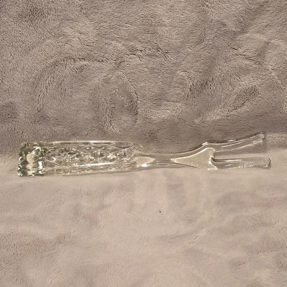 Vintage Anchor Hocking Wexford Pattern Glass Salad Serving Fork 9.75