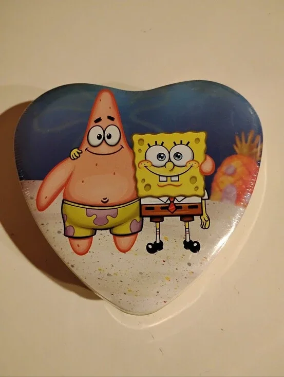SpongeBob & Patrick Heart-Shaped Tin - 300 Puzzle Yellow Pink Blue Metal Box