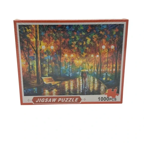 NEW Rainy Night Walk In The Park Romantic Street Scene 1000‎ Pcs Jigsaw Puzzle