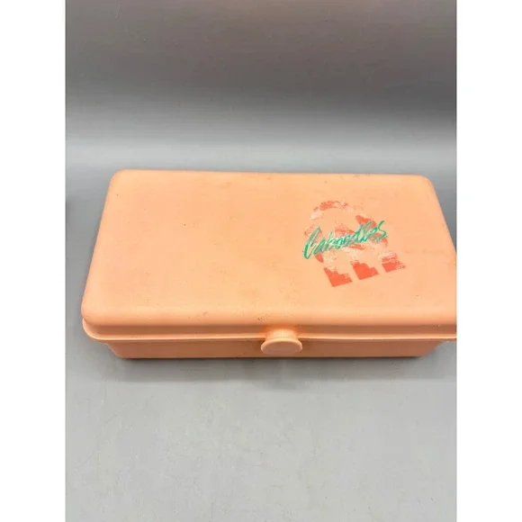 Vintage Caboodles Model 2605 Makeup Case Peach Pink Mirror Organizer 90s‎ Retro