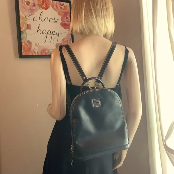 Dooney And Bourke Black Leather Parasole Backpack #BO 685085