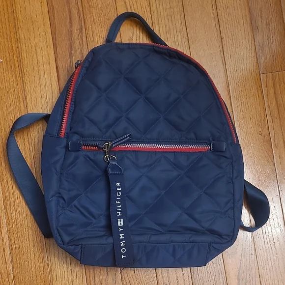 Tommy Hilfiger Quilted Backpack in Navy and Red
