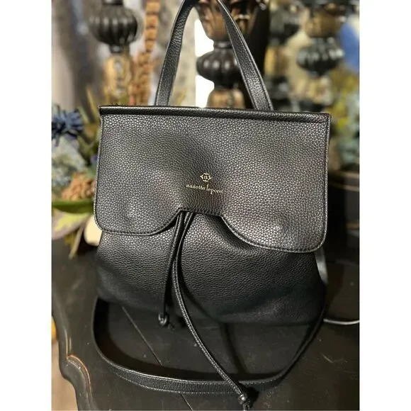 Nanette Lepore Black Pebbled Vegan Leather Backpack