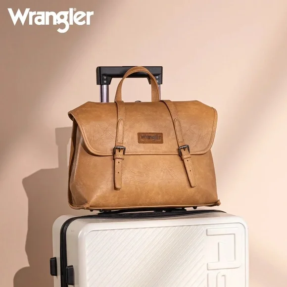 Wrangler Top Handle Carry Satchel/Laptop Bag/Backpack/Crossbody Light Brown
