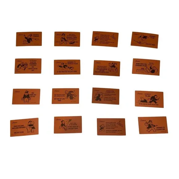 Vintage 1996 Monopoly Chance Cards Complete Set Replacement Parts Orange