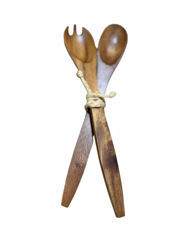 Milo Hattie Wooden Salad Server Set - Brown