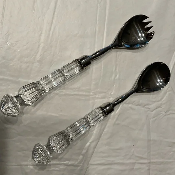 Waterford Crystal Clear and Silver Salad Serving Set