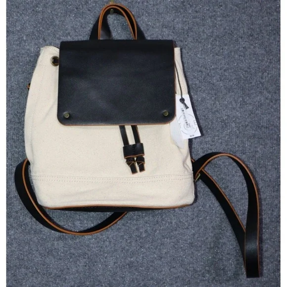 Treasure‎ & Bond Backpack Women Beige Canvas Everyday Book Tote Bag Small NWT