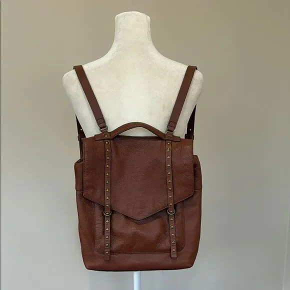Lucky Genuine Leather Cognac Messenger Backpack