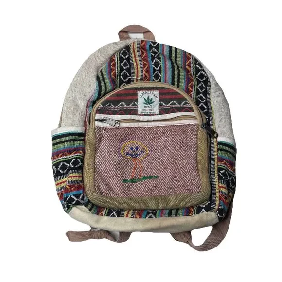 Himalayan Hemp THC Free Multi Color Handmade Backpack Rising International