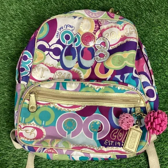 Coach Poppy Graffiti Multicolor & Gold Backpack