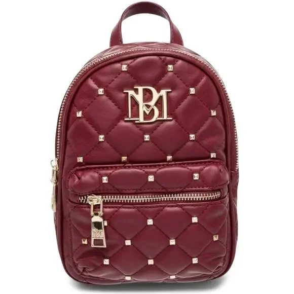 Badgley Mischka Mini Backpack Burgundy Studded Quilted New With Tags
