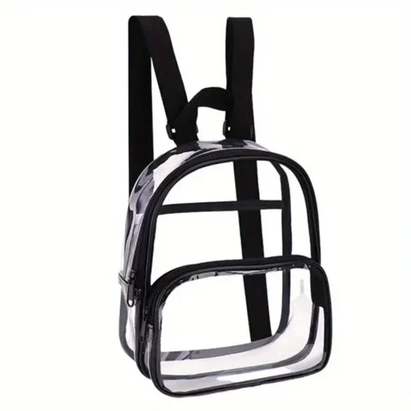 Clear/ Transparent Backpack W/ Black Straps- Small Size -Security Approved - NWT