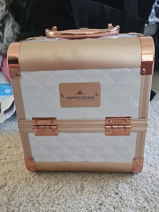 Impressions Vanity Company White & Rose Gold Train Case