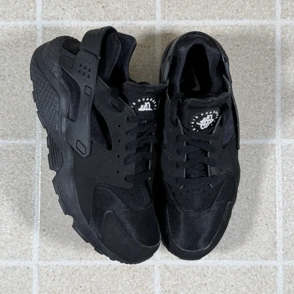 Nike Air Huarache Men's Size 8 Running Shoes Triple Black Sneakers 318429-003