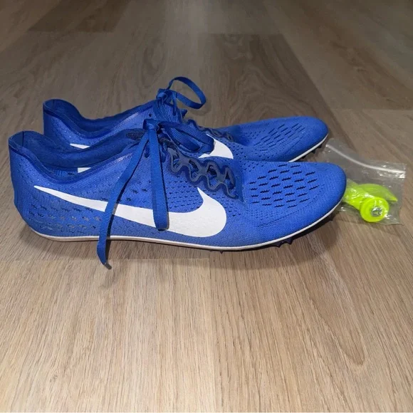 Nike Zoom Victory 3 Blue & White Track Running Shoes with Spikes - Size 10.5