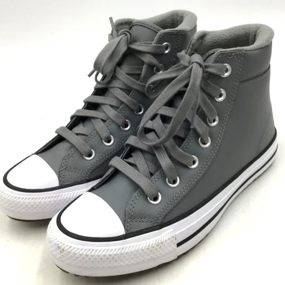 Converse Chuck Taylor Gray Leather High Top Tennis -Sz 5 men/Sz …