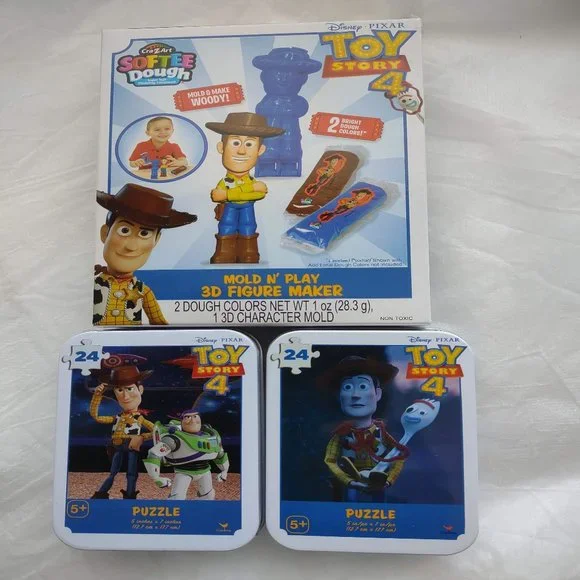 NWT 3 Piece Disney Pixar Toy Story 4 Mold N Play 3D Figure Maker and Puzzles Set